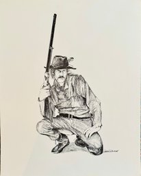 Robert D Dorman Cowboy Rifle Sketch Style Print