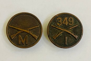 Pair Of WW1 Collar Discs Including 349th Infantry, I Company