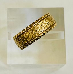14KT Yellow Gold Art Carved Wedding Band Size 9