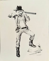 Robert D Dorman Cowboy Rifle Sketch Style Print