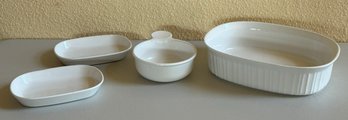Set Of White Corning Ware Baking Dishes
