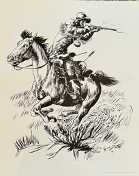 Rusty Phelps Cowboy Sketch Style Print