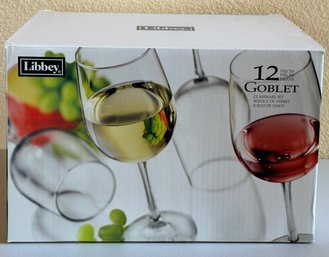 New In Box Libby 12 Goblet Glassware Set