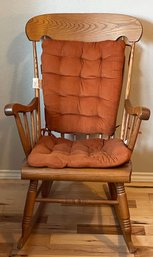 Vintage S. Bent & Bros Rocking Chair With Rust Cushions