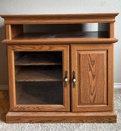 Wood Entertainment Center With Locking Cubby