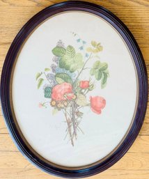 Round Framed Floral Art Print