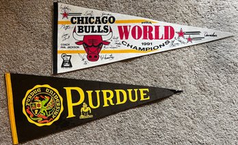 Chicago Bulls And Purdue Pennants