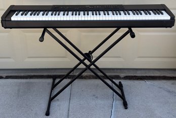 Yamaha P-80 Electric Keyboard, Power Cord, Foot Petal, Speakers, And Carrying Case Included