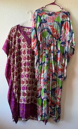 Pair Of Colorful Patterned Kimono Styled Maxi Dresses