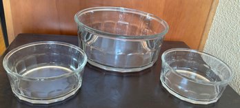 Set Of Clear Fluted Glass Bowls & Salad Bowl