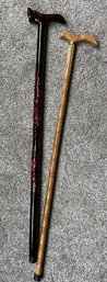 Pair Of Wood Walking Sticks Or Canes