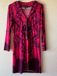 Analili Pink Fuchsia And Wine Abstract Dress
