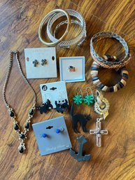 Jewelry Lot - Bracelets, Necklace, Halloween Cats
