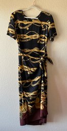 80s Styled Gold Chain Midi Dress