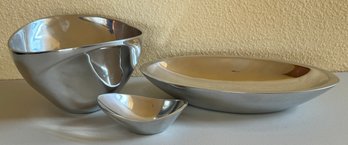 Set Of Nambe Alloy Metal Decorative Bowls