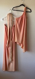 Mary McFadden Collection 1 Peach One Shoulder Top And Maxi Skirt