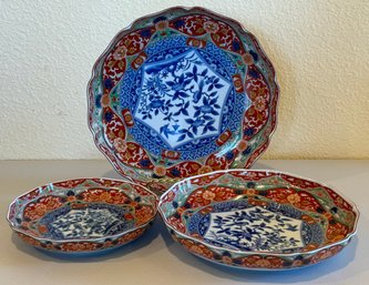3 Porcelain Japanese Imari Plates