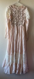 Vintage Blush Pink Maxi Dress With Sequined Overlay Top And Lace Bottom