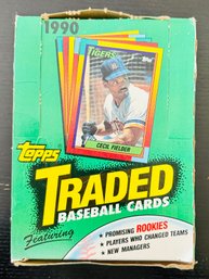 1990 Topps Traded Baseball Cards Wax Box With 28 Sealed Packs