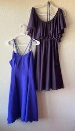 Vintage Purple Chiffon Off The Shoulder Dress And Rhinestone Embellished Midi Dress