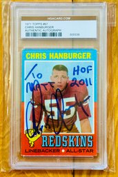 1971 Topps Chris Hanburger Redskins NFL Football Autographed Card Authenticated By HGACard