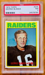 1972 Topps George Blanda NFL Football Raiders Graded Card PSA 7 NM