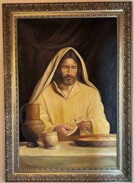 Framed Printed Canvas Jesus Breaking Bread'