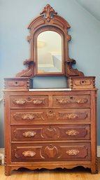 Antique Dresser With Marble Top & Mirror