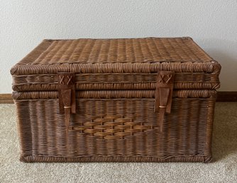 Wicker Basket With Storage  - Medium