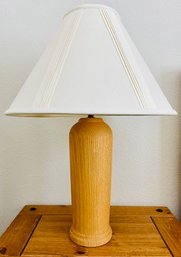 Wood Table Lamp With White Shade