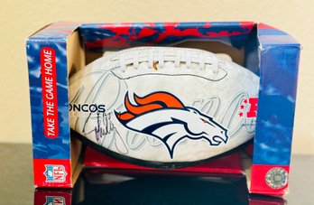 Denver Broncos Autographed Football By John Elway, Tom Nalen, Mark Schlereth And David Diaz Infante