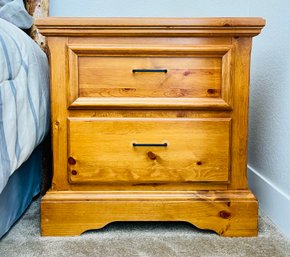 Two Drawer Rustic Wood Nightstand