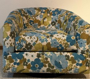 Vintage Mid-Century Floral Swivel Chair 2 Of 2