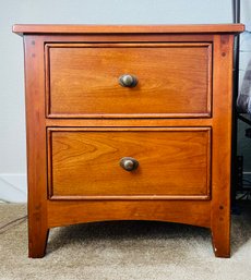 Vintage Wooden Nightstand With Two Drawers 1 Of 2