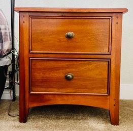 Vintage Wooden Nightstand With Two Drawers 2 Of 2