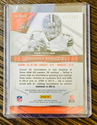 Panini Johnny Manziel Cleveland Browns NFL Football Signed Rookie Jersey Card