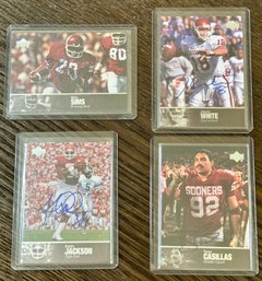 Lot Of 4 Oklahoma Sooners Signed Cards With Casillas, Jason White And Keith Jackson