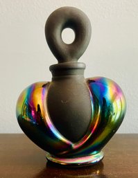 Vintage Iridescent Oil Slick Carnival Glass Perfume Bottle