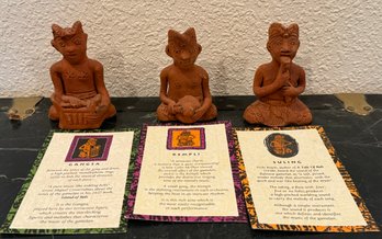 Trio Of Hand Crafted Terracotta Figurines