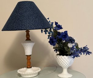 Matching Lamp And Vase W/ Faux Flowers