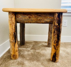 Rustic Log End Table