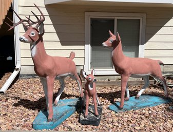 Concrete Standing Deer Family Yard Decor