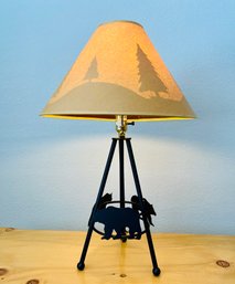 Vintage Pine & Elk/Moose Themed Table Lamp 2 Of 2