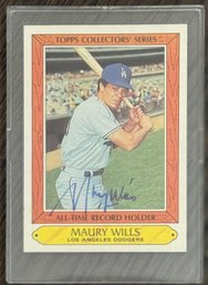 Maury Wills Los Angeles Dodgers Topps Collector Series Signed Card