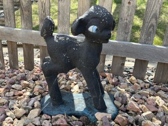 Cement Garden Lamb With Cracks