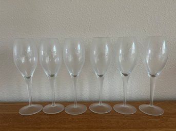 Champagne Glasses With Etched Floral Design