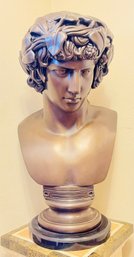 Exquisite Large Bronze Finished Bust Of Antinous