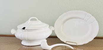 Milk Glass Soup Tureen With Lid And Serving Dish
