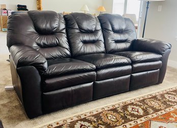Three Seater Brown Leather Recliner