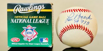 Lou Brock Autographed Baseball SB 938 MLB Baseball